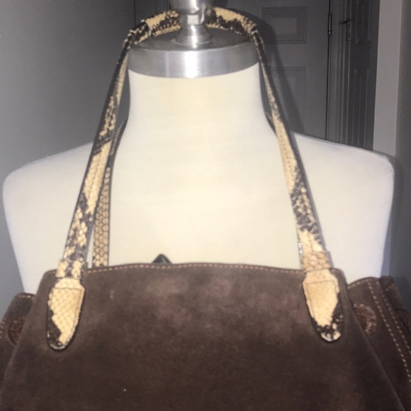Ellen Tracy Genuine Suede Leather Bag w/ snake  - Picture 2 of 8